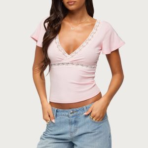 Yvetta Lacey Flutter Sleeve Top