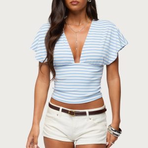 Chassidy Striped Flutter Top