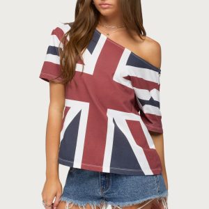 Union Jack Off Shoulder T Shirt