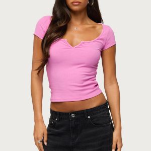 Jeanna Notch Scoop Neck T Shirt