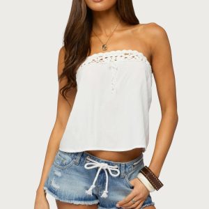 Pearle Crochet Trim Strapless Top