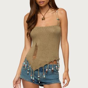 Fernie Bead Fringe Knit Top
