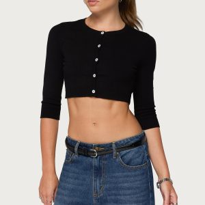 Gilba Button Up Knit Crop Top