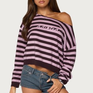Edikted Campus Striped Knit Sweater