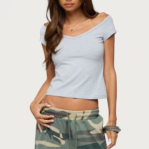 Calie Off Shoulder V Neck Top