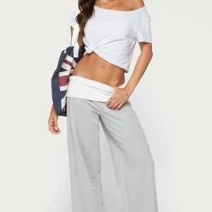Idha Contrast Foldover Baggy Sweatpants