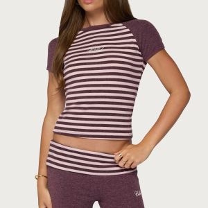 Stay Edikted Stripey Raglan T Shirt