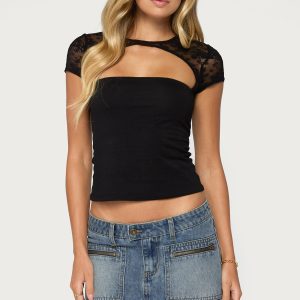 Celesh Lacey Cutout Top
