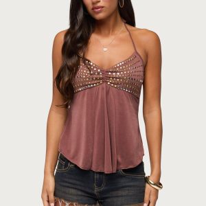 Ivana Studded Halter Top