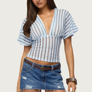Alwyn Flutter Crochet Zigzag Top