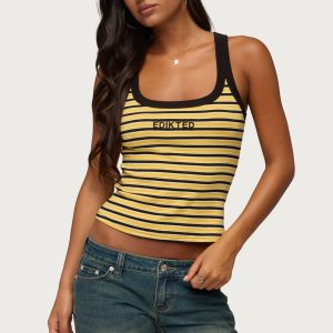 Edikted Energy Striped Ribbed Tank Top